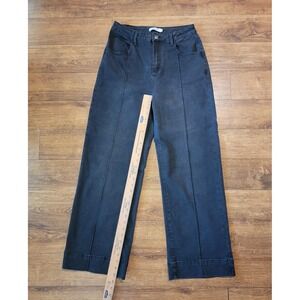 Wide Leg Baggy Jeans Black Denim Womens Size 8 High Rise Genleck NWOT